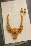 Peacock Lakshmi Devi Long Gold Plated Haram Set