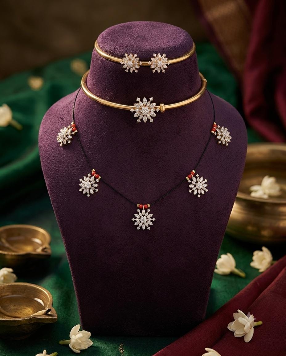 White Star Floral Mangalsutra