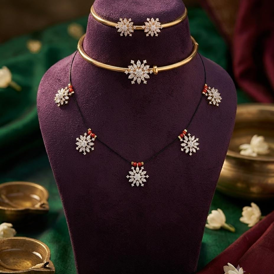 White Star Floral Mangalsutra