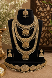 Pearl Beaded Layered Semi-Bridal Gold Plated Jewellery Set