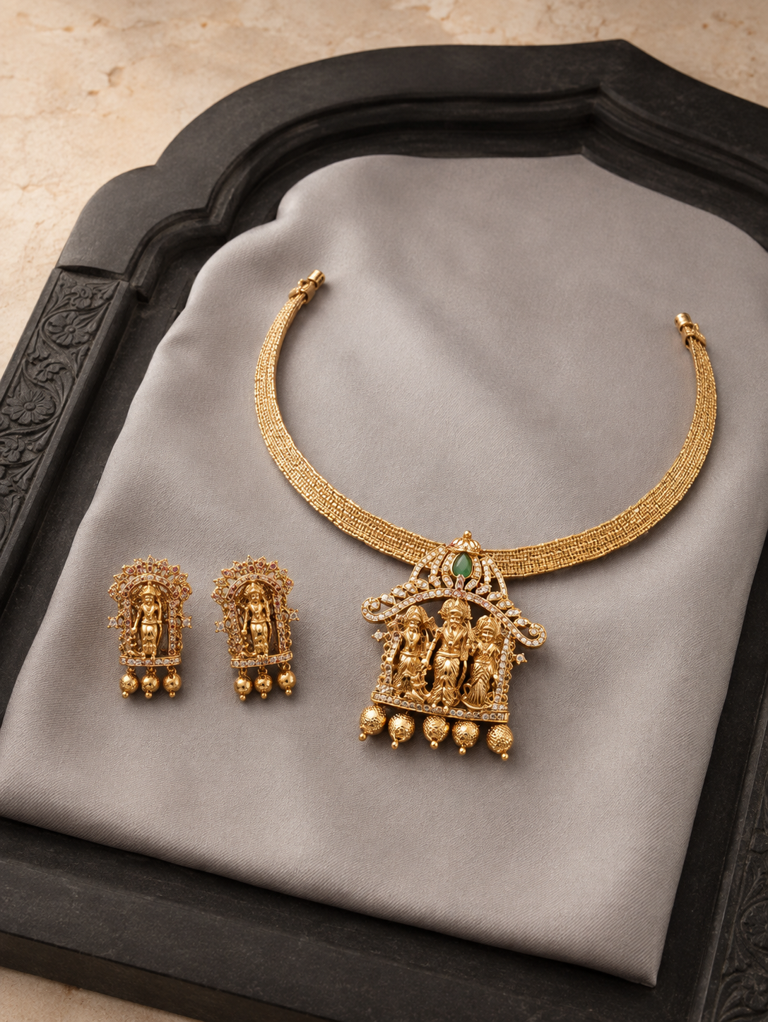 Ram Parivar Gold Plated Detachable Temple Necklace