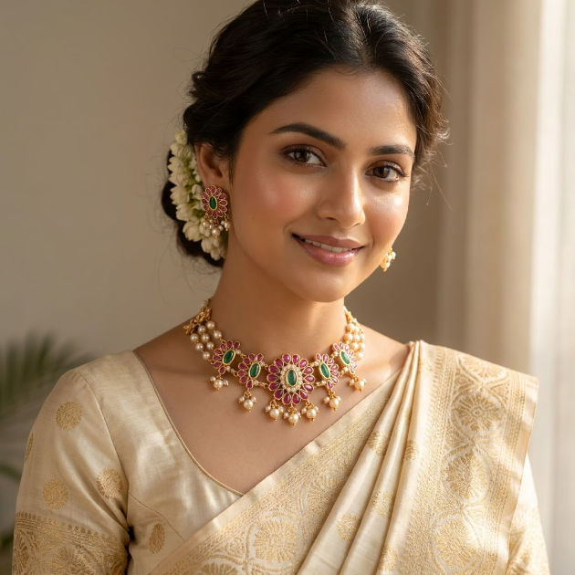 Kemp Floral Pearl Choker Set