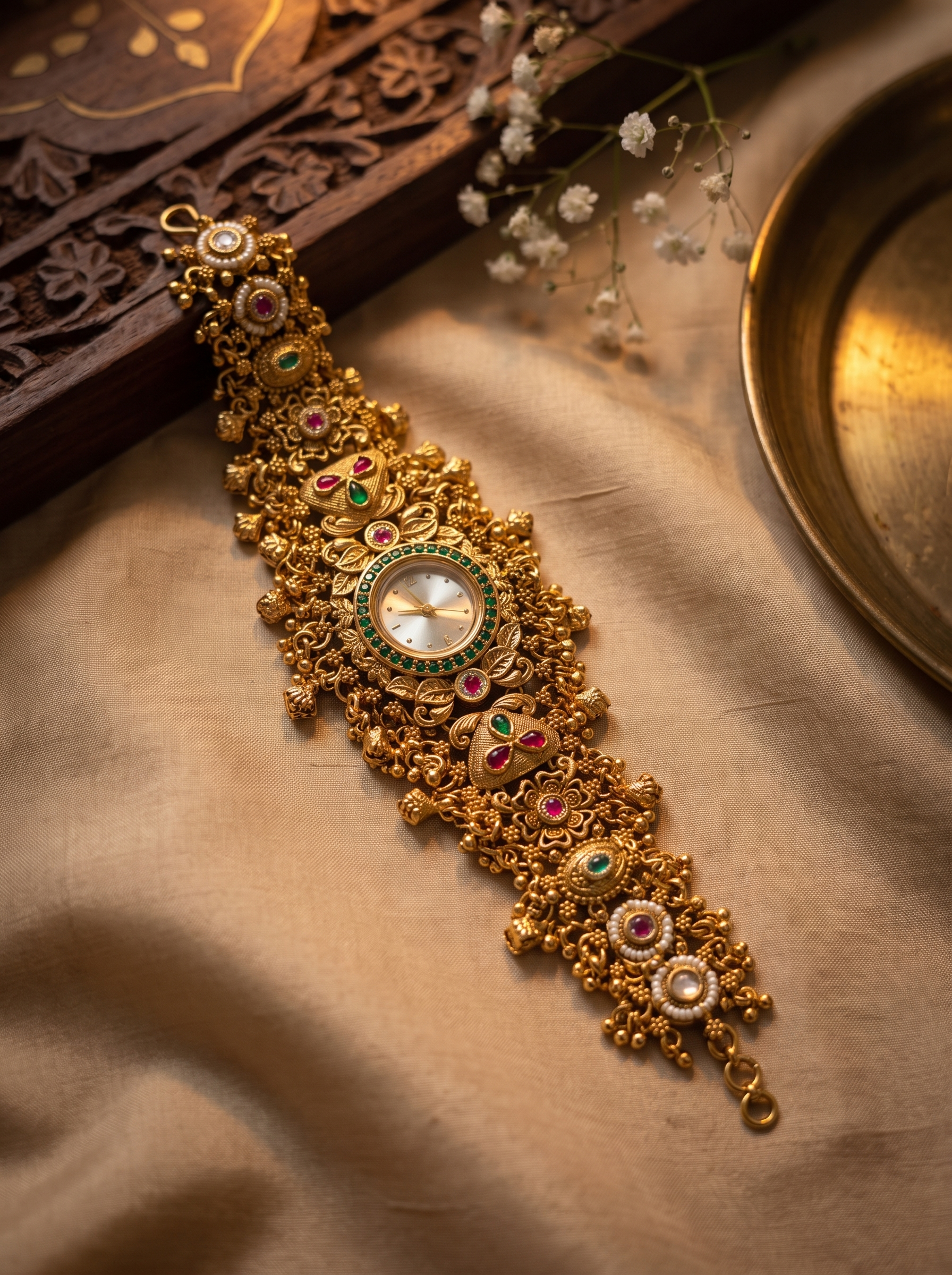 Rajwadi Multicolour Jadau-Inspired Watch