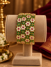 Green Pink Floral Stone Bangle