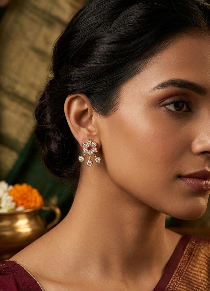 Gold Plated Multicolour Interchangeable Stud Earrings Set