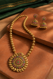 Chakra Gold Tone Pendant Long Necklace Set