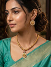 Ruby Green Stone Pendant Necklace Set