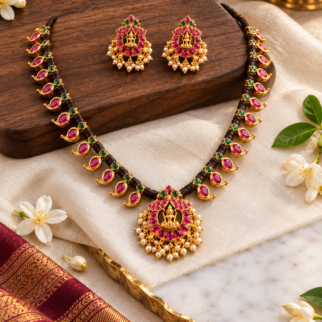 Amra Lakshmi Devi Gold-Plated Necklace Set