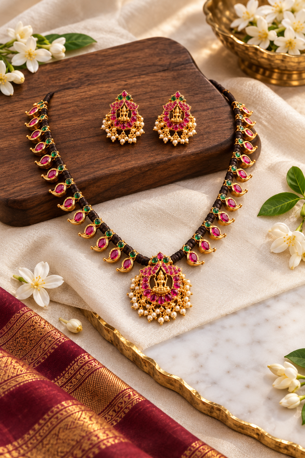 Amra Lakshmi Devi Gold-Plated Necklace Set