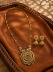 Multicolour Temple Gold Plated Pendant Necklace Set