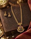 Floral Lakshmi Devi Gold Plated Pendant Necklace Set