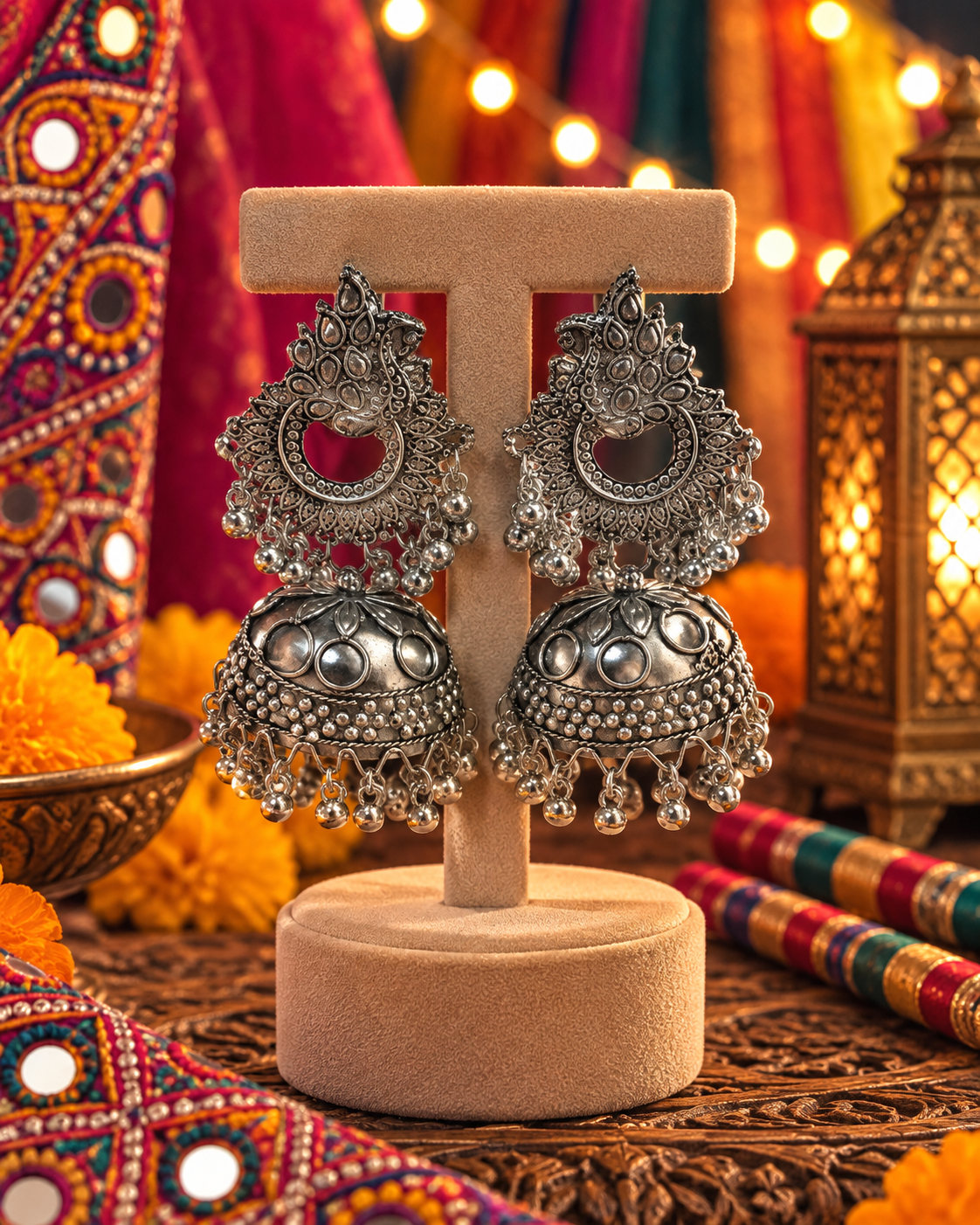 Oxidised Traditional Jhumka Earrings