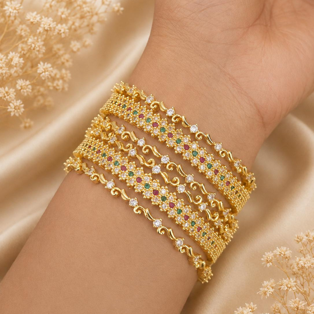 Gold Plated Multicolour Stone Designer Bangle